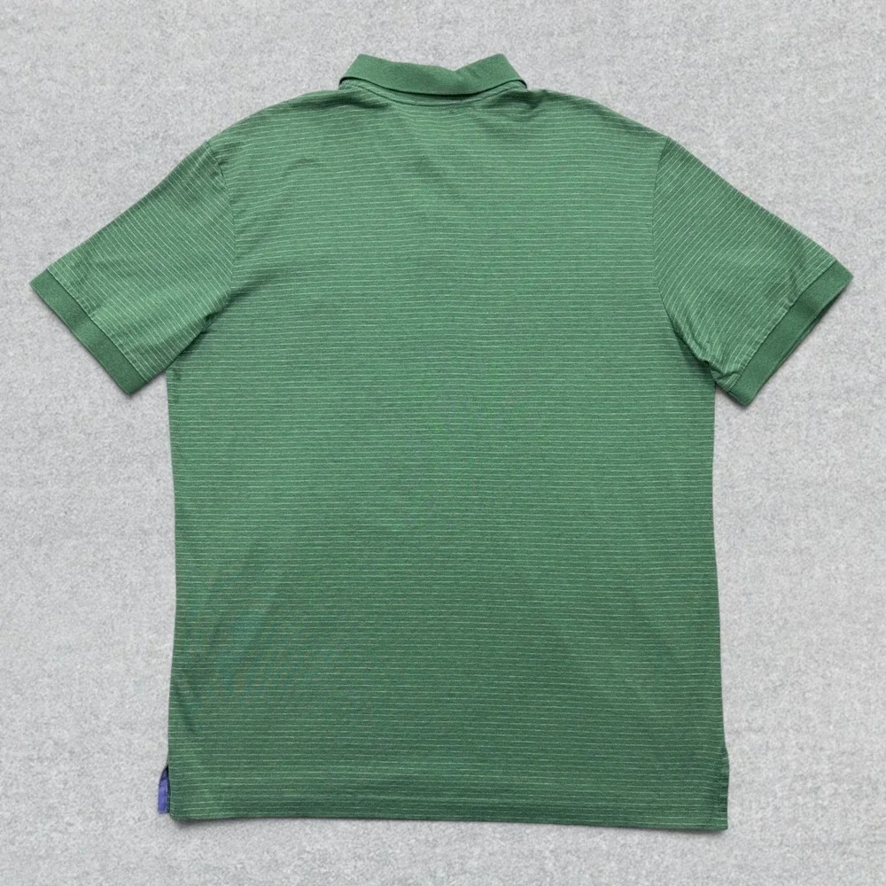 Polo Ralph Lauren Polo Shirt Mens Large Green Striped Pro Fit Pima Cotton Pony
